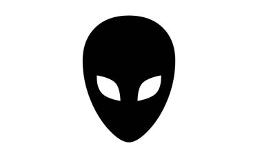 Siyah gözlü uçan bir uzaylının siyah vektör simgesi.