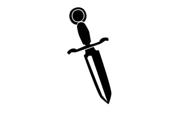 Siyah kılıç simgesi beyaz arkaplanda izole edildi. Ortaçağ silahı. vektör illüstrasyonu