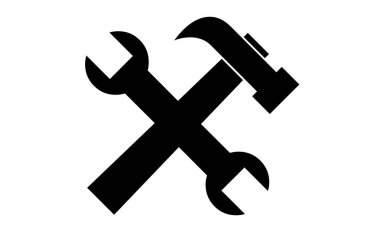 çapraz tornavida ve anahtar ikonu. Beyaz üzerinde izole edilmiş web tasarımı için çapraz vektör simgelerinin basit çizimi