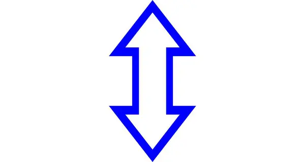 ok yukarı vektör simgesi. biçim vuruş simgesi, mavi renk, beyaz arkaplan.