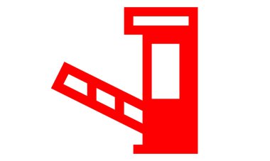 Merdiven ikonu. Kabartma biçimi düz sembol, yuvarlak açılı, beyaz arkaplan,