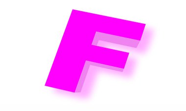 Alfabe harfi F, beyaz üzerine izole edilmiş.