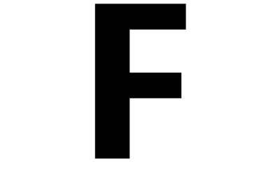 alfabe f simgesi beyaz üzerine izole