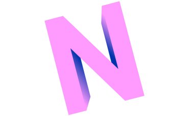 alfabe harfi n beyaz arkaplanda izole edilmiş 3d oluşturma