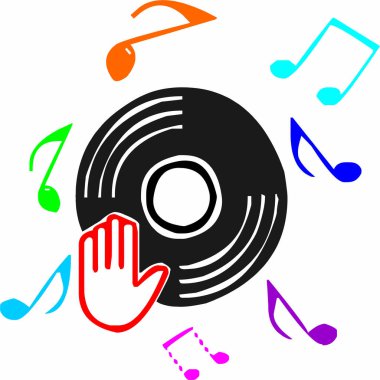 Vinil kaydı ile müzik notlar