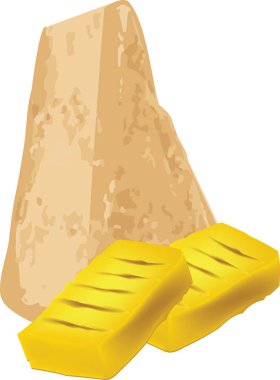 Bir dilim polenta dilimli peynir.