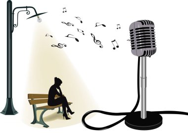 Kız bankta oturmuş müzik dinliyor.