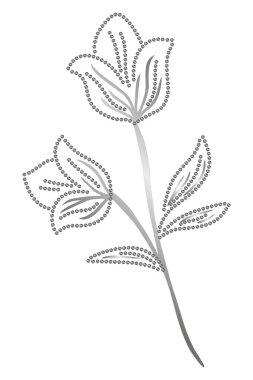 Gümüş saplı ve stilize yapraklı dekoratif lale çiçeği desenli.