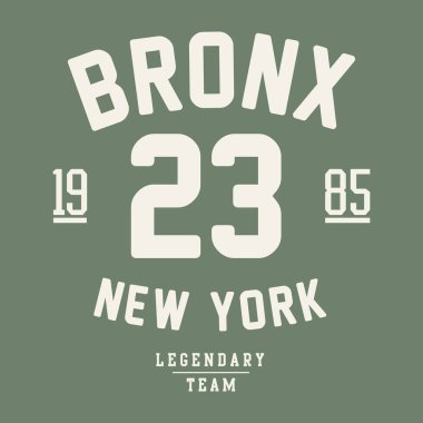 Bronx 23 antika atletik tişört tasarımı retro tipografi
