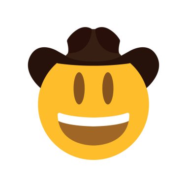 Stetson emoji sembollü kovboy yüzü simge vektör illüstrasyonu