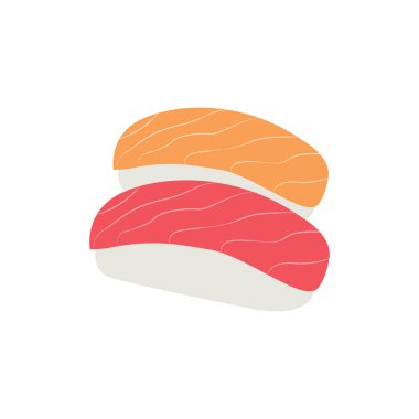 Suşi yemek emoji sembolü simge vektör illüstrasyonu nigiri somon balığı