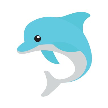 Yunus emojisi sembolü simge vektör illüstrasyon hayvan deniz okyanusu