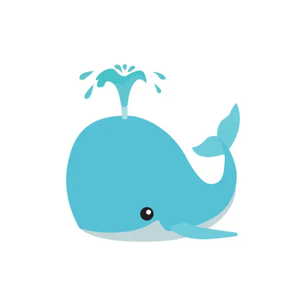Şirin balina emojisi sembolü simge vektör çizimi okyanus hayvanı