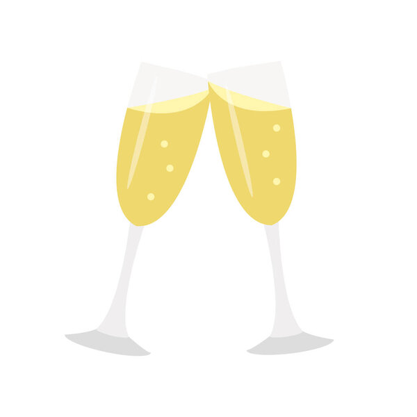 Занятия по шампанскому приветствуют векторную иллюстрацию символов эмодзи