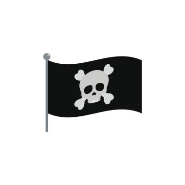 Siyah bayrak sembolü emoji sembolü simge illüstrasyonunda korsan bayrağı kafatası