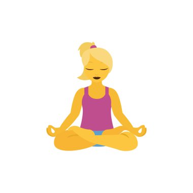 yoga lotusu emoji sembolü simgesi simge çizimi yapan kadın oturuyor 