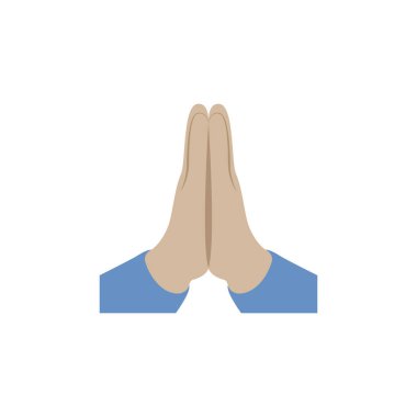 Eller birarada dua ederken beşlik emoji sembolü simge illüstrasyonu