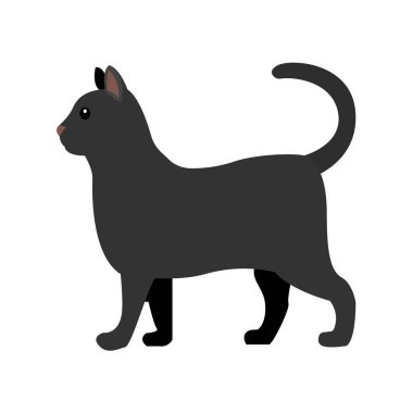 ayakta duran siyah kedi emoji sembolü simge vektör illüstrasyonu