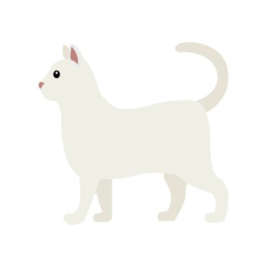 ayakta duran beyaz kedi emoji sembolü simge vektör illüstrasyonu
