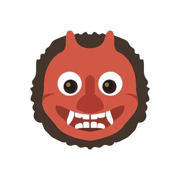 Dev şeytan emoji sembolüyle karşı karşıya. Simge vektör çizimi.