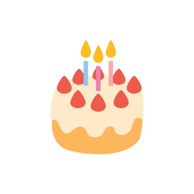 Doğum günü pastası çilekli pasta lezzetli tatlı tatlı tatlı emoji sembolü ikon vektör çizimi