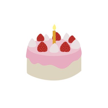 Doğum günü pastası çilekli pasta lezzetli tatlı tatlı tatlı emoji sembolü ikon vektör çizimi