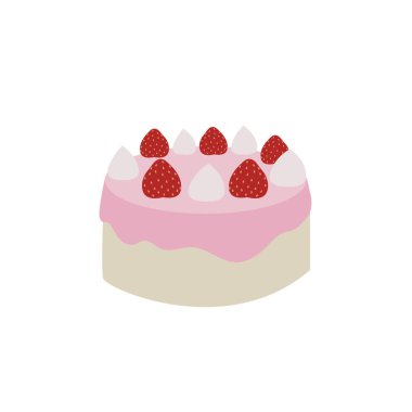 Doğum günü pastası çilekli pasta lezzetli tatlı tatlı tatlı emoji sembolü ikon vektör çizimi