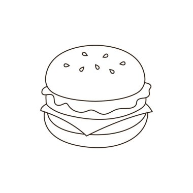 Hamburger hamburger fast food lezzetli emoji sembolü ikon vektör çizimi
