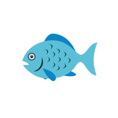 mavi balık emoji sembolü simge vektör çizimi