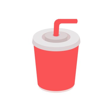 Kırmızı bardak bardağı al ve kırmızı saman soda emoji sembolü simge illüstrasyonunu kaldır
