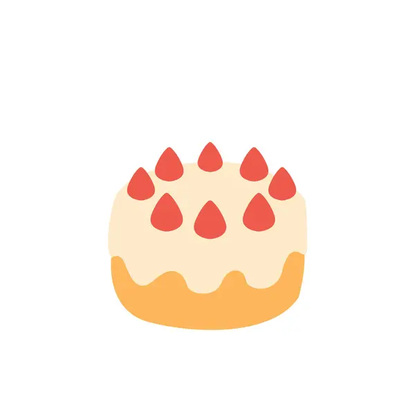 Doğum günü pastası çilekli pasta lezzetli tatlı tatlı tatlı emoji sembolü ikon vektör çizimi
