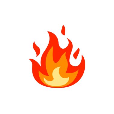 Ateş yanan şenlik ateşi emoji sembolü simge vektör çizimi izole düz