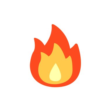 Ateş yanan şenlik ateşi emoji sembolü simge vektör çizimi izole düz