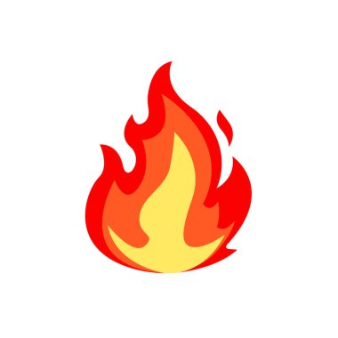 Ateş yanan şenlik ateşi emoji sembolü simge vektör çizimi izole düz