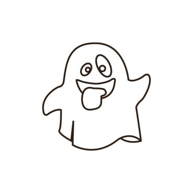 Komik hayalet cadılar bayramı bu emoji sembolü simge vektör çizimi izole edilmiş düz