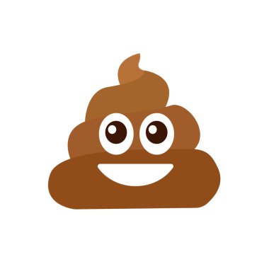 bok yığını komik surat gülümseme emoji sembolü simge vektör çizimi izole düz