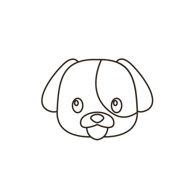 Yavru köpek şirin kafa emojisi sembolü simge vektör çizimi izole edilmiş.