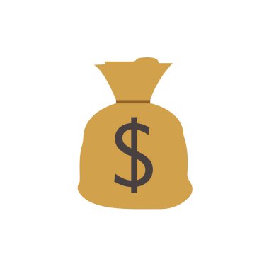 Para çantası çuval nakit para dolar para birimi emoji sembolü simge vektör çizimi izole düz