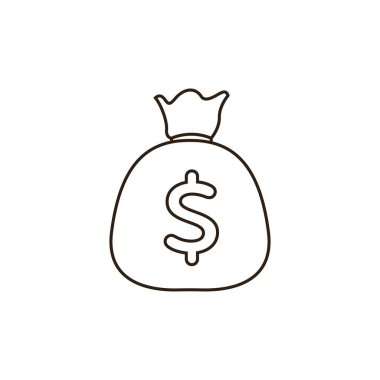 Para çantası çuval nakit para dolar para birimi emoji sembolü simge vektör çizimi izole düz