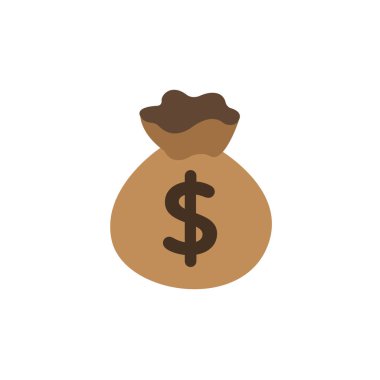 Para çantası çuval nakit para dolar para birimi emoji sembolü simge vektör çizimi izole düz
