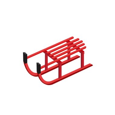 Kar kızağı kış eğlence emojisi simgesi simge vektör çizimi izole edilmiş düz