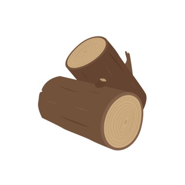 Tahta kütükler, kütükler, gövde, yapı malzemeleri, emoji sembolü, simge, vektör çizimi, izole edilmiş düz.