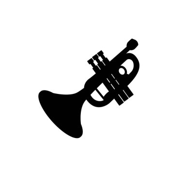 Trompet enstrümanı emoji sembolü işaret simgesi çizimi izole edilmiş düz müzik