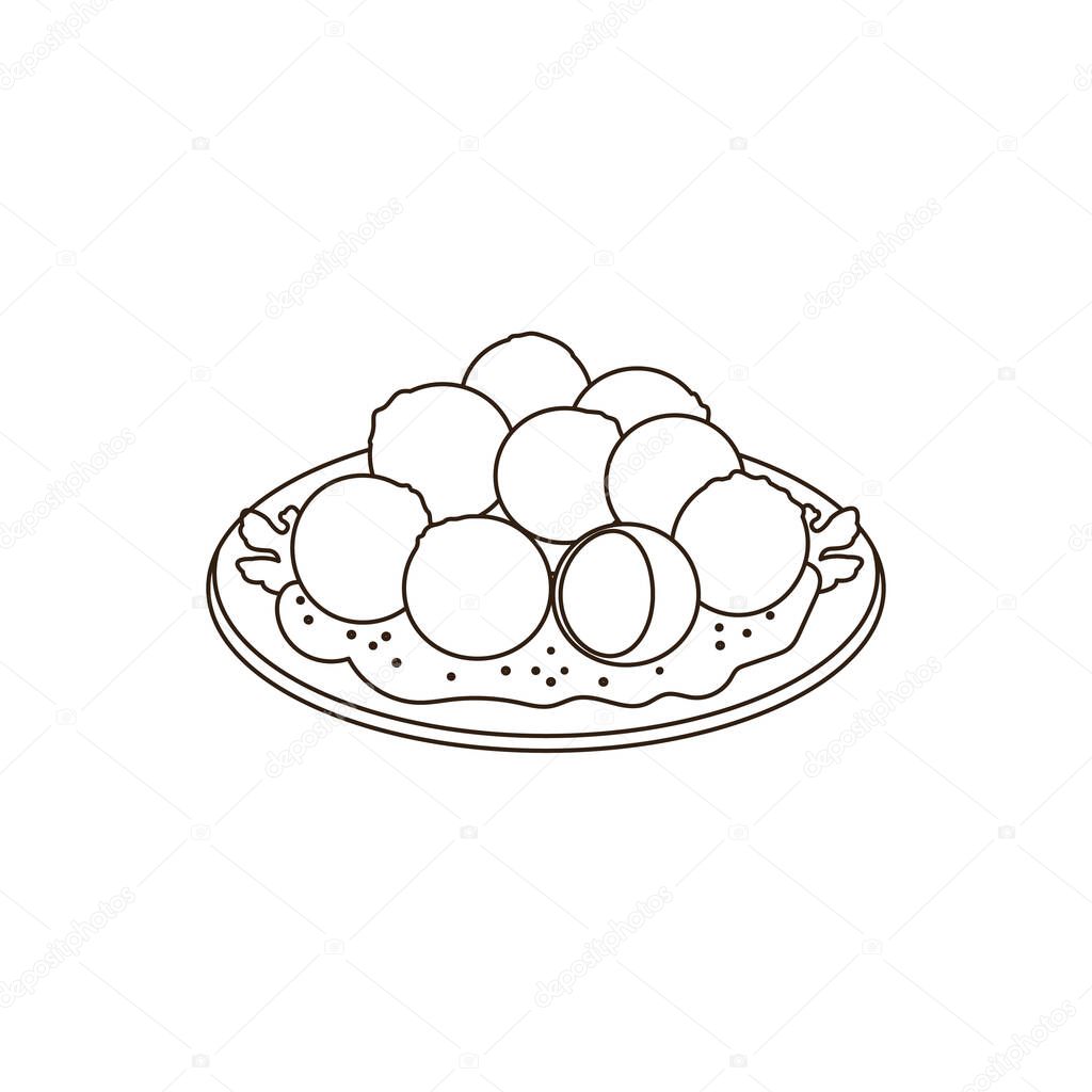 Falafel food with hummus vegetarian meal dinner middle eastern emoji symbol sign icon vector illustration isolated flat
