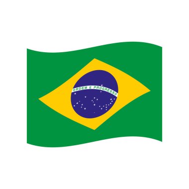 Brezilya 'nın bayrağı emoji sembolü simge vektör illüstrasyonu izole edilmiş düz dalga pankartı 