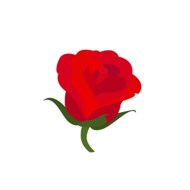 Gül çiçeği kırmızı romantik emoji sembolü simge vektör çizimi izole edilmiş düz