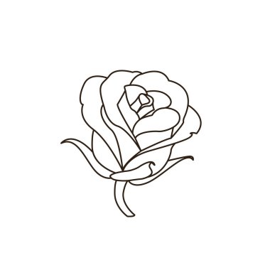 Gül çiçeği kırmızı romantik emoji sembolü simge vektör çizimi izole edilmiş düz