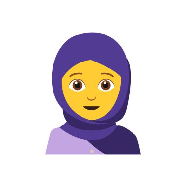 Türban başörtüsü emojisi simgesi simge vektör çizimi izole edilmiş düz bir kadın