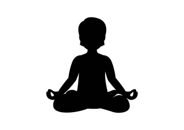 Yoga lotusu yapan kişi sağlıklı meditasyon emoji sembolü simge çizimi izole edilmiş düz çizim