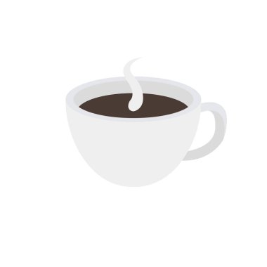 Kahve fincanı buharı sıcak çikolatalı içecek sıcak emoji sembolü simge çizimi düz izole edilmiş.